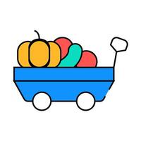cart with autumn vegetables icon color illustration vector