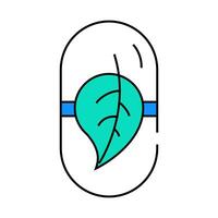 herbal medicine pill icon color illustration vector