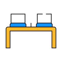 working place table with laptop icon color illustration vector