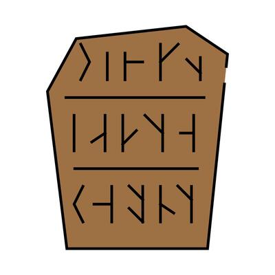 runestone stone icon color illustration