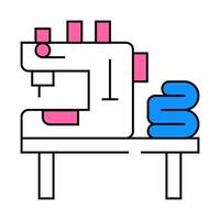 table with typewriter and fabrics icon color illustration vector