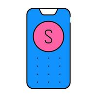 phone with sos button icon color illustration vector
