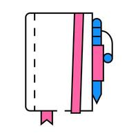 notebook and pen icon color illustration vector