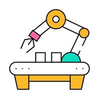 factory robotic arm icon color illustration vector