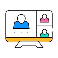 online conference, remote work icon color illustration vector