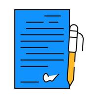 contract signing sign icon color illustration vector