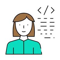 programmer woman job icon color illustration vector