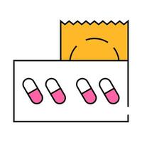 contraception condoms and pills icon color illustration vector