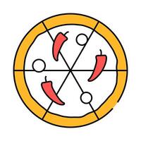 pizza with spicy peppers icon color illustration vector