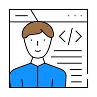 programmer worker flat icon color illustration vector