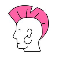 punk with mohawk icon color illustration vector