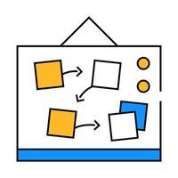 desk with planning and tasks icon color illustration vector