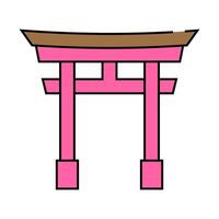 torii gate icon color illustration vector
