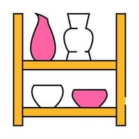 pots on shelf icon color illustration vector