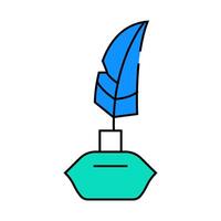 feather with ink icon color illustration vector