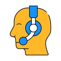 operator call center worker with headphones icon color illustration vector