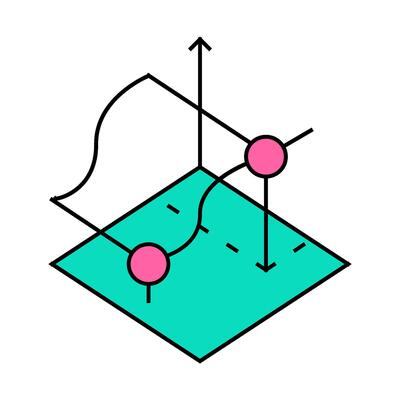3d tracking flat icon color illustration