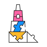 3d constructor and puzzle toy icon color illustration vector