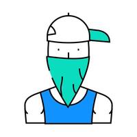 gangsta rapper flat icon color illustration vector