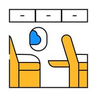 armchair with table in airplane icon color illustration vector