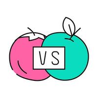 fight with oranges and tomatoes icon color illustration vector