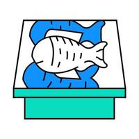 showcase with fish icon color illustration vector