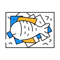 showcase with fish and ice icon color illustration vector