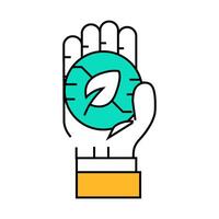 hand holding chia cryptocurrency coin icon color illustration vector