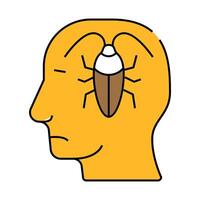 cockroaches in head, neurosis problem icon color illustration vector