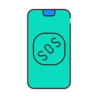 sos button on smartphone screen when neurosis icon color illustration vector