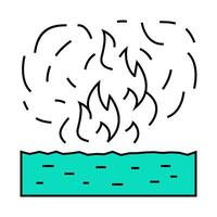 burning field peat icon color illustration vector