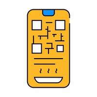 qr code to receive food in canteen icon color illustration vector