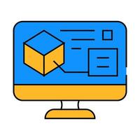 digital model on computer screen icon color illustration vector