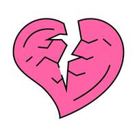 broken heart divorce icon color illustration vector