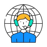 worldwide support icon color illustration vector