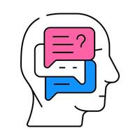 discussion in head icon color illustration vector