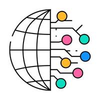 digitalization global business icon color illustration vector