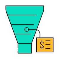 funnel business intelligence filtration system icon color illustration vector
