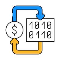 converting digital money into paper icon color illustration vector