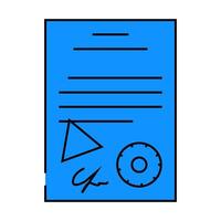 certificate document icon color illustration vector