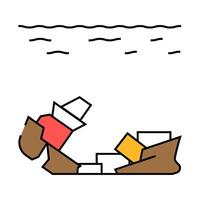 sunken container ship icon color illustration vector