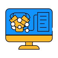 engine digital analysis and check icon color illustration vector