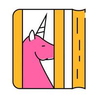diary with unicorn icon color illustration vector