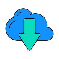 download file from cloud icon color illustration vector