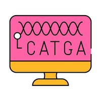 dna on computer screen icon color illustration vector