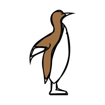 penguin bird icon color illustration