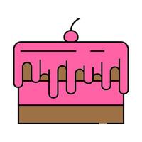 cake pie with cherry and cream icon color illustration vector
