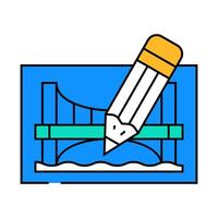 pencil architect tool for create construction icon color illustration vector