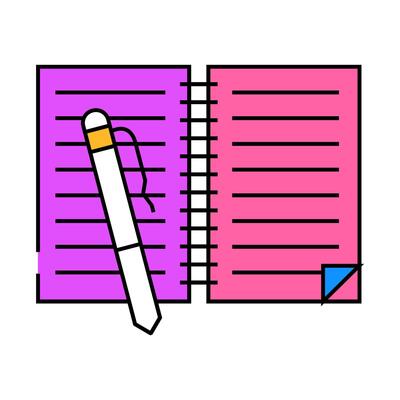 copybook and pen icon color illustration