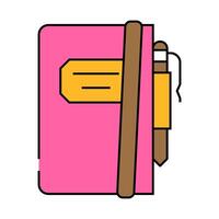 notebook and pencil icon color illustration vector